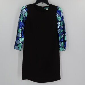 PIM + LARKIN Women's Black Cocktail/Party Dress w Sequin Sleeves Small